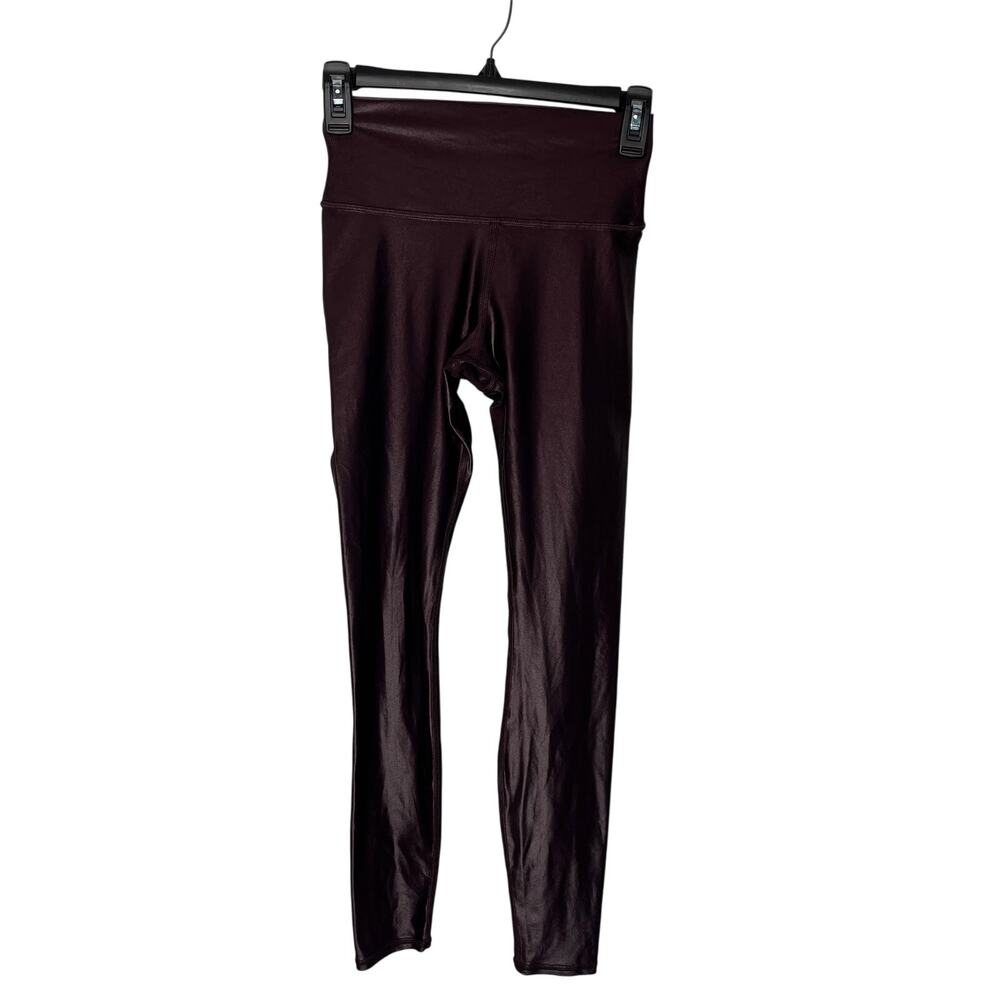 Alo Yoga Women's 7/8 High Waist Shine Airbrush Legging Plum Burgundy Brown
